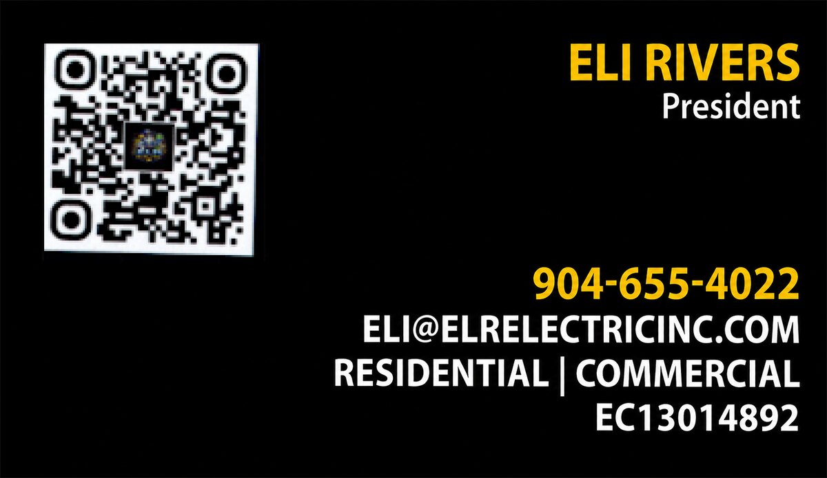 Business card for ELR Electric, Inc., residential and commercial electrical contractor, license EC13014892